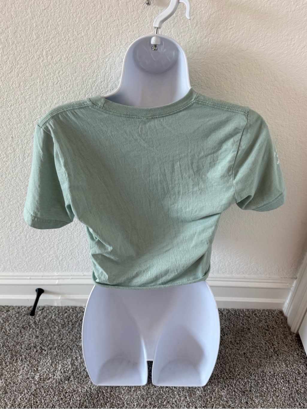 Love Fitness Dusty Blue Color Crop Top Tee Pineapple Graphic Logo — image 4 of 5